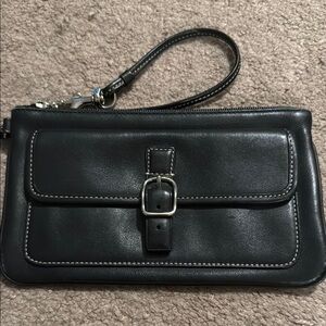 Coach Black Leather Wristlet
